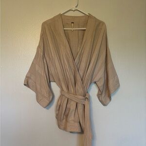 Free People Beige Wrap Kimono Jacket